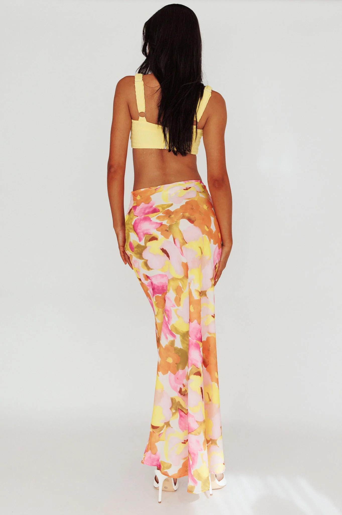 Vacation Midi Skirt Floral Pink/Yellow