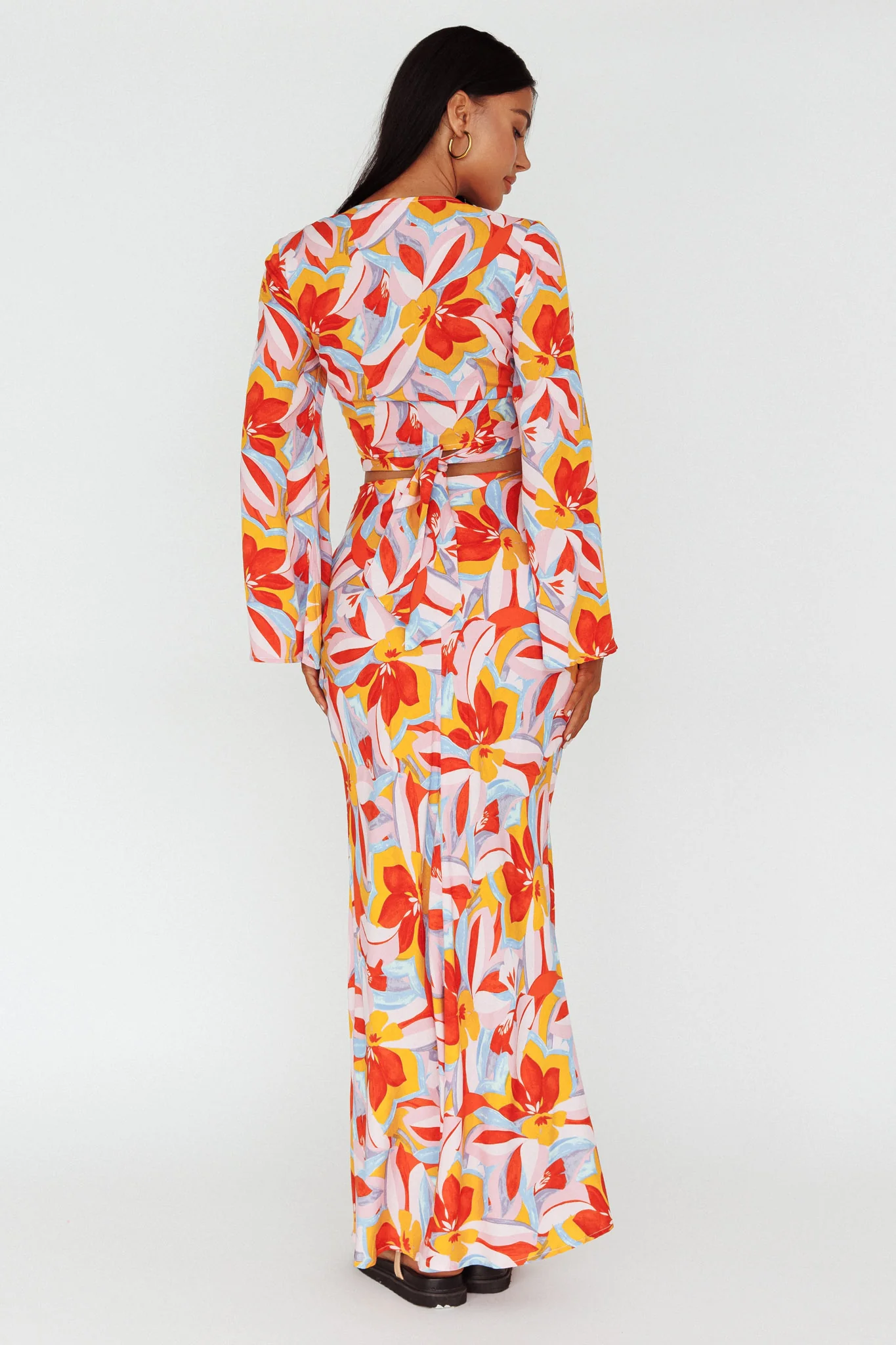 Avalo Mermaid Maxi Skirt Floral Pink