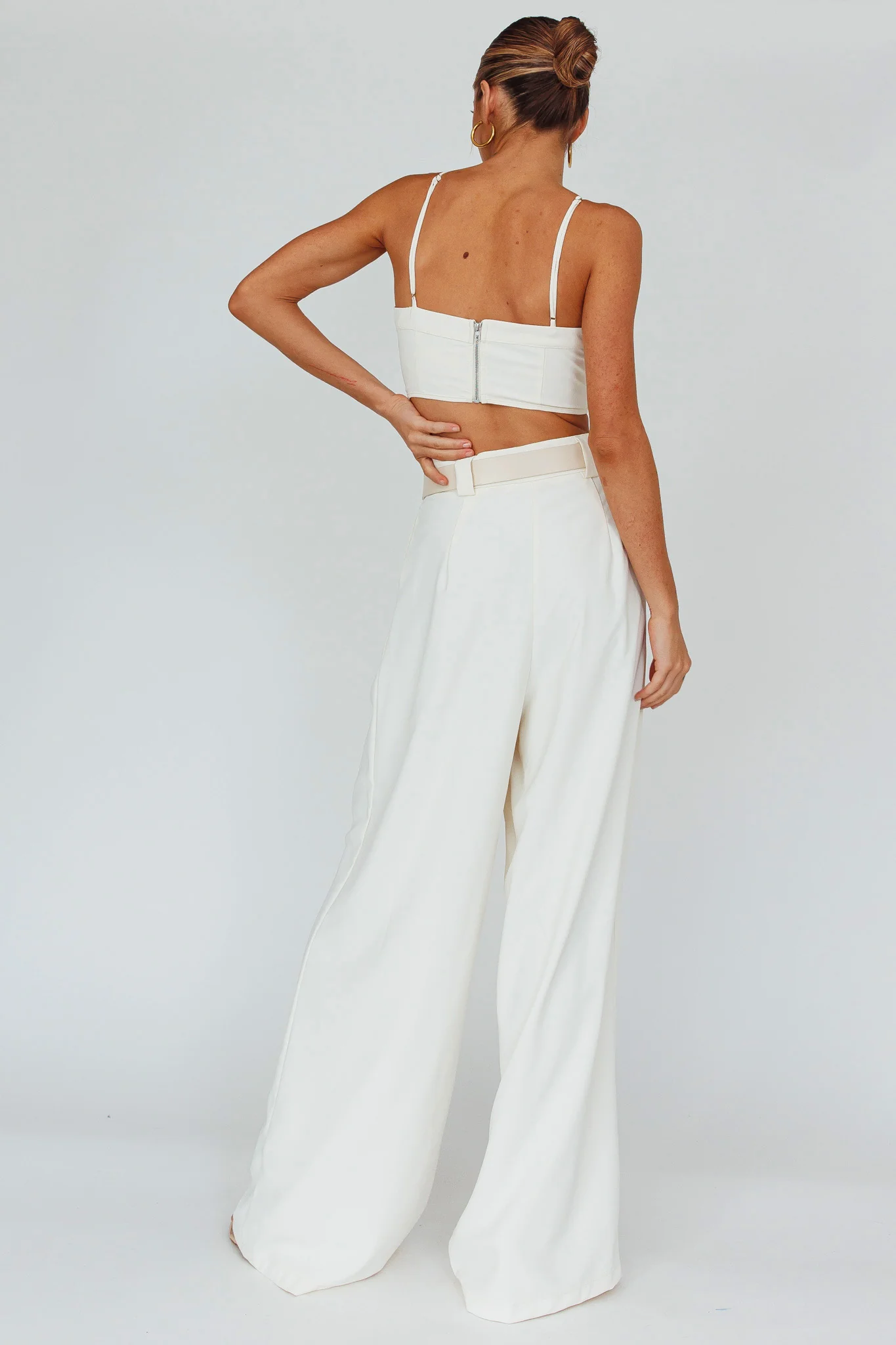 Regal Wide-Leg Mid Rise Pants Cream