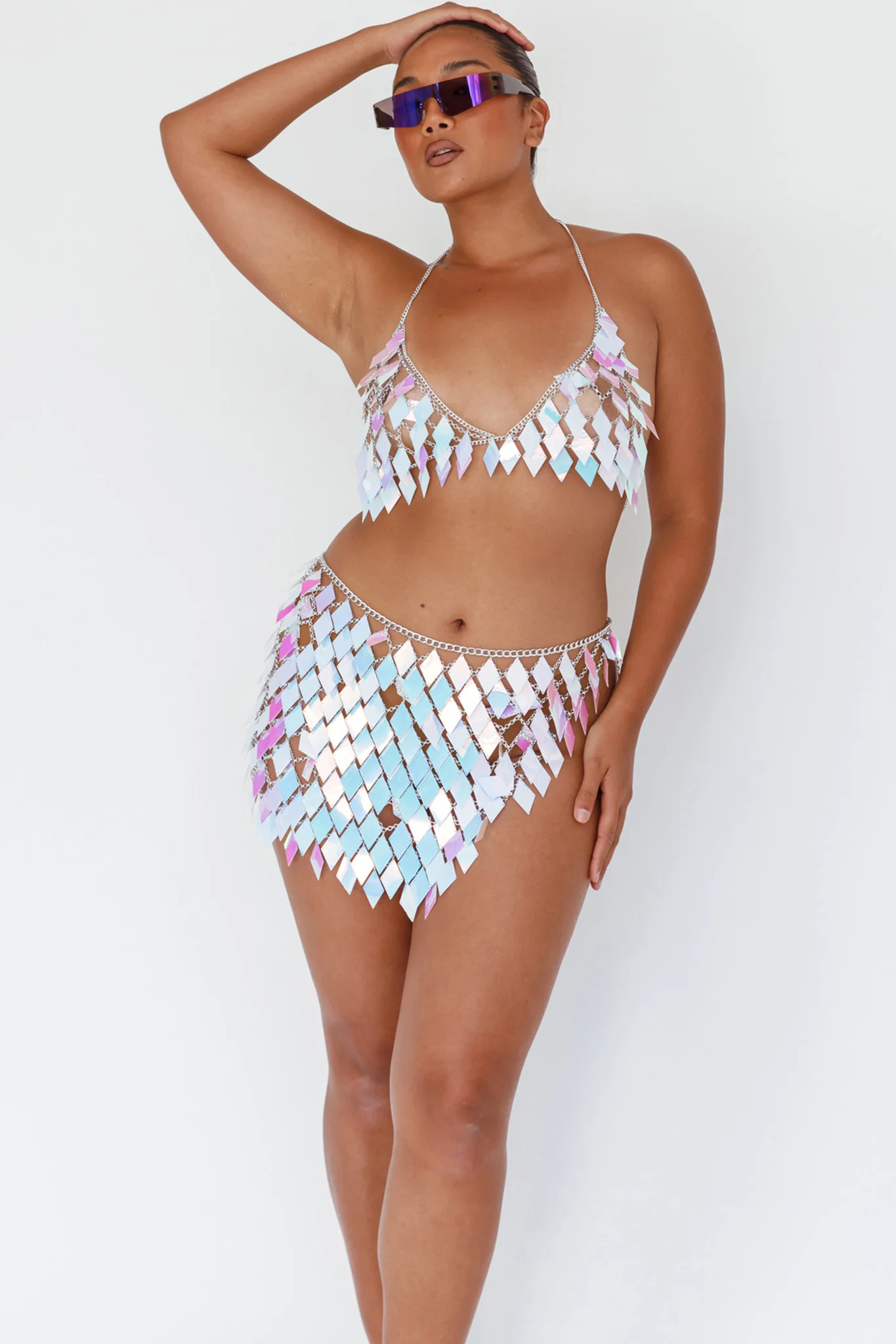 River Festival Shiny Sequins 2 Piece Set Purple