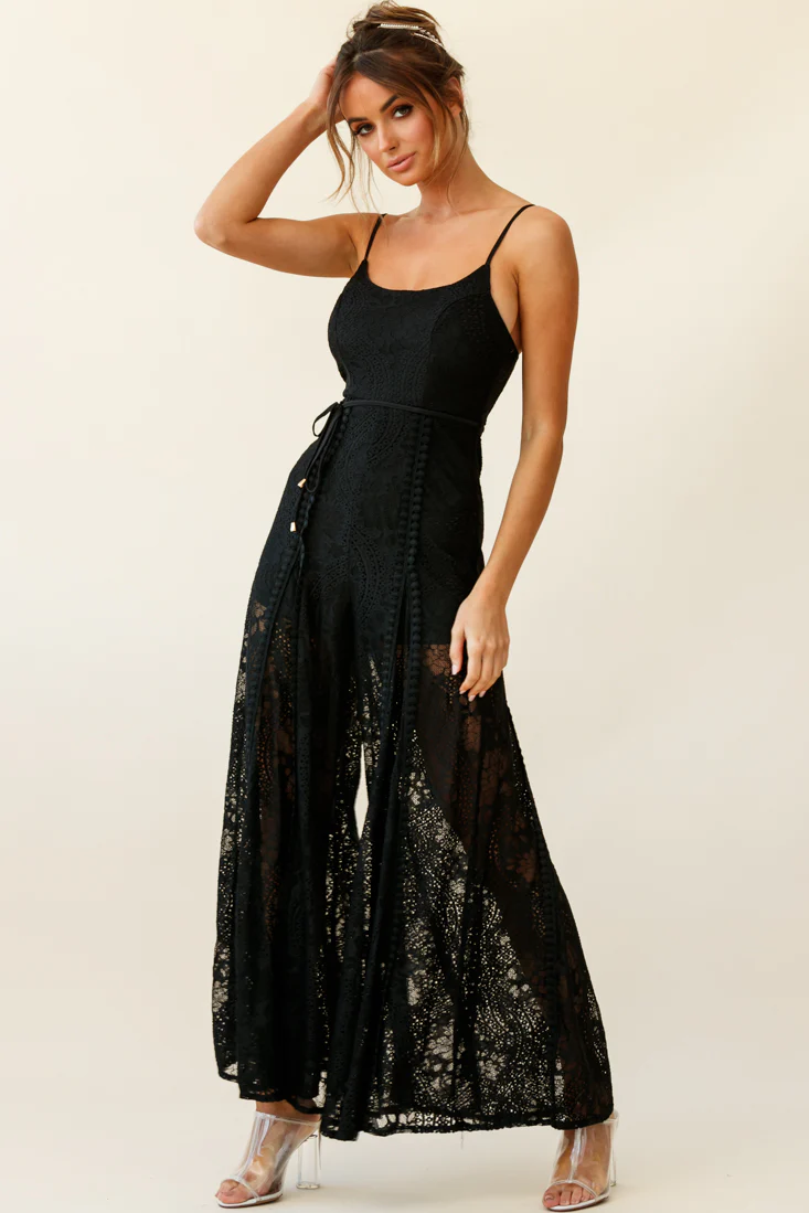 Palm Springs Lace Jumpsuit Black