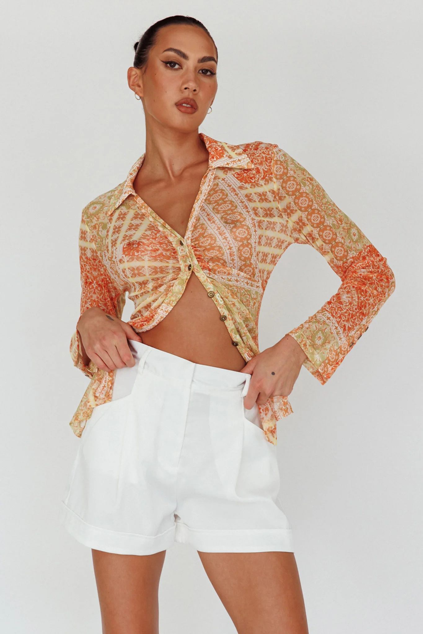 Maxeen Side Pocket Shorts White