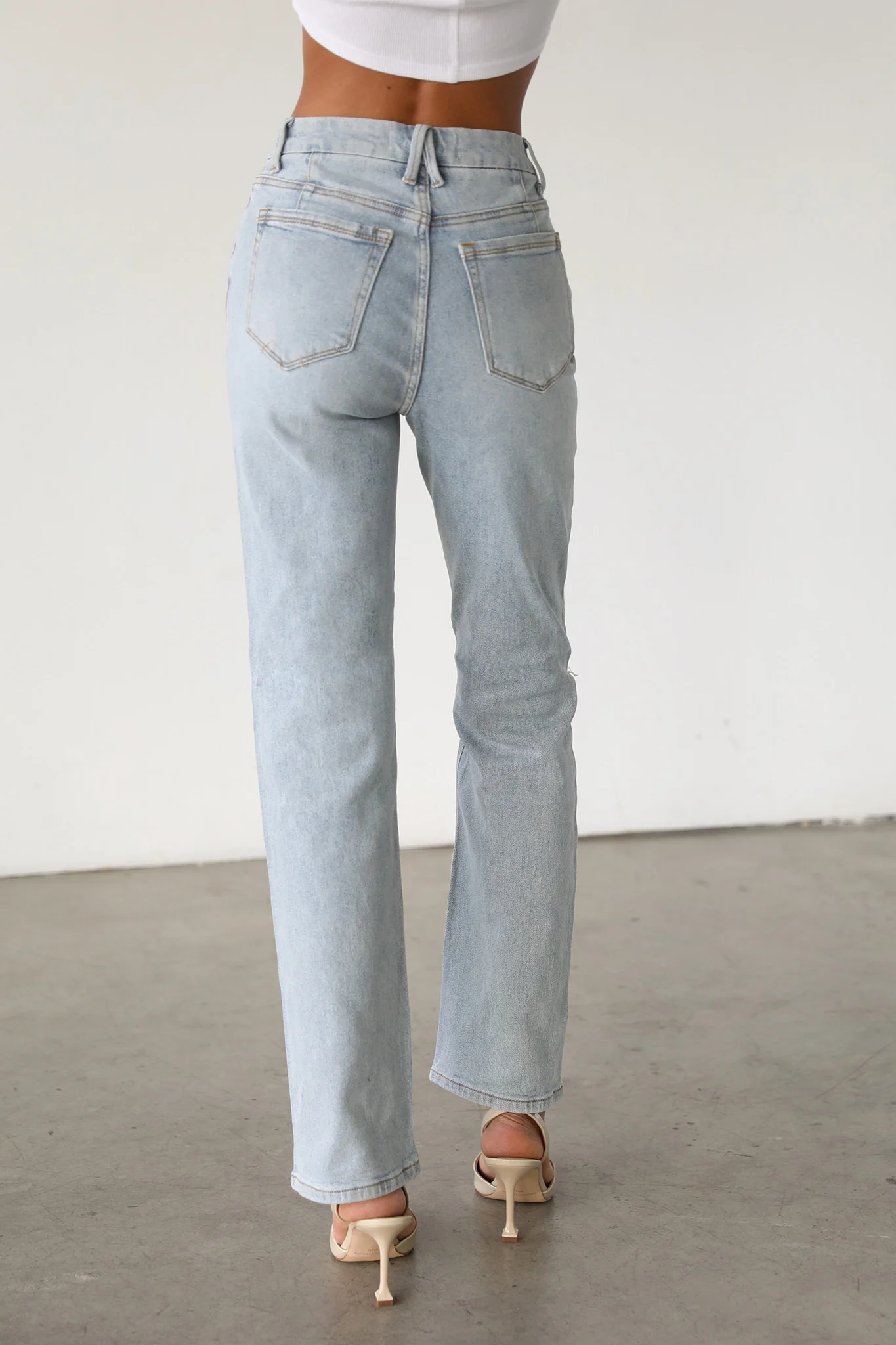 DOGMA High Rise Straight Leg Denim Jeans Light Wash