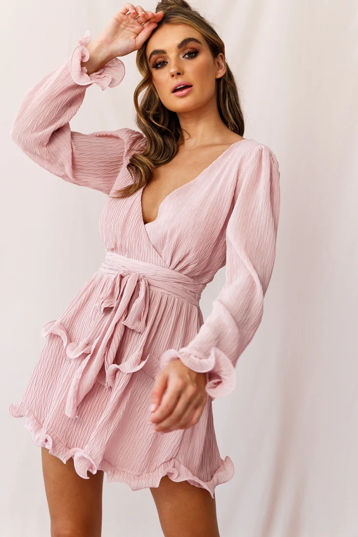 Greta Tiered Ruffle Chiffon Dress Blush