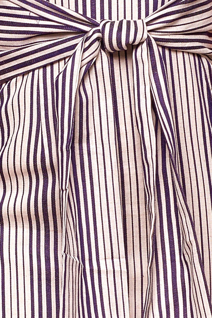 Silvia Fitted Striped Bow Tie Dress Navy