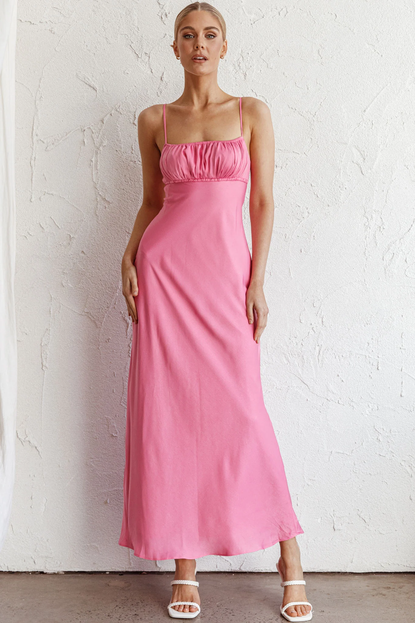 From Above V-Back Midi Dress Hot Pink