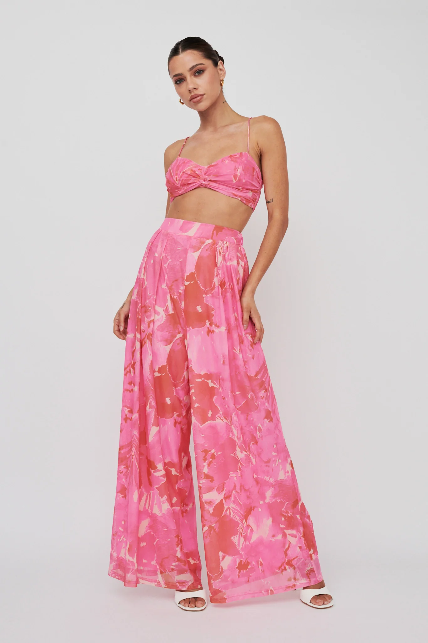 Tammi Wide Leg Pants Print Blush
