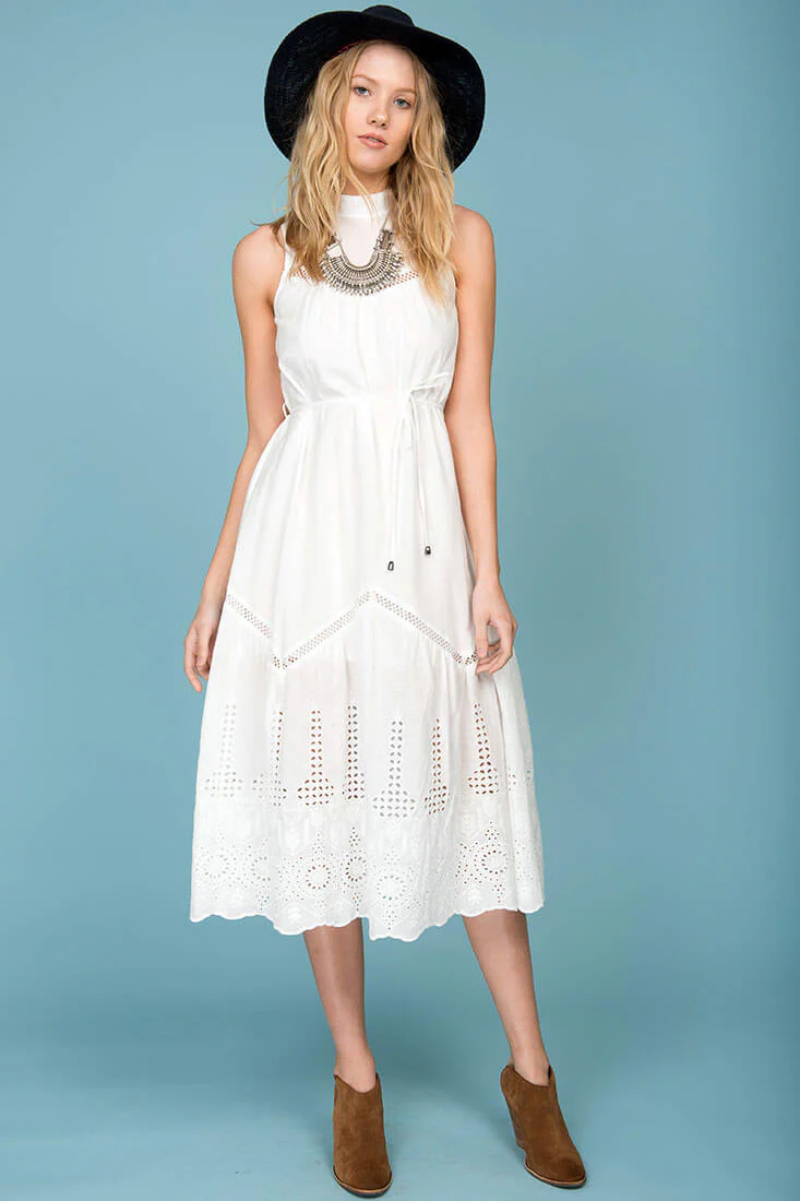 Bentley Chic Summer Midi Dress White
