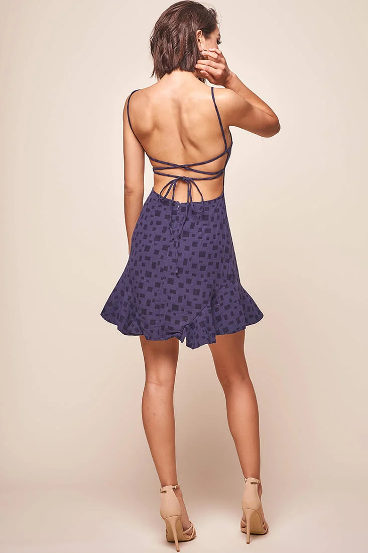Laura Strappy Back Geometric Dress Navy