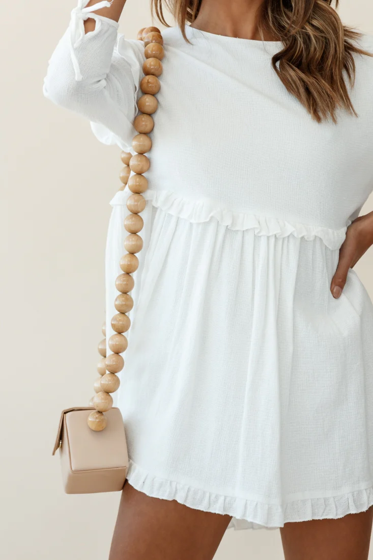 Marion Long Sleeve Shift Dress White