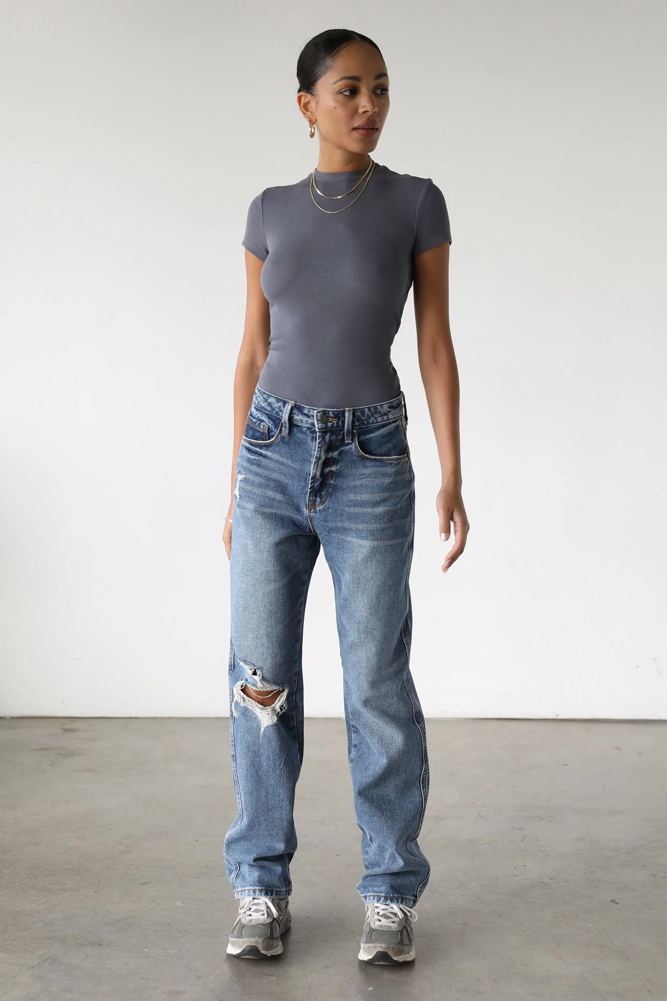 DOGMA High Rise Straight Leg Denim Jeans Dark Wash