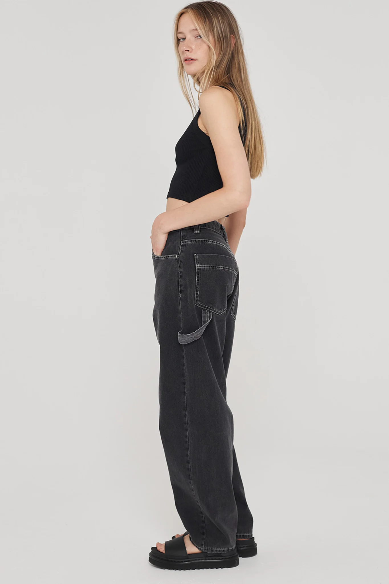 DR DENIM Faye Worker Concrete Black
