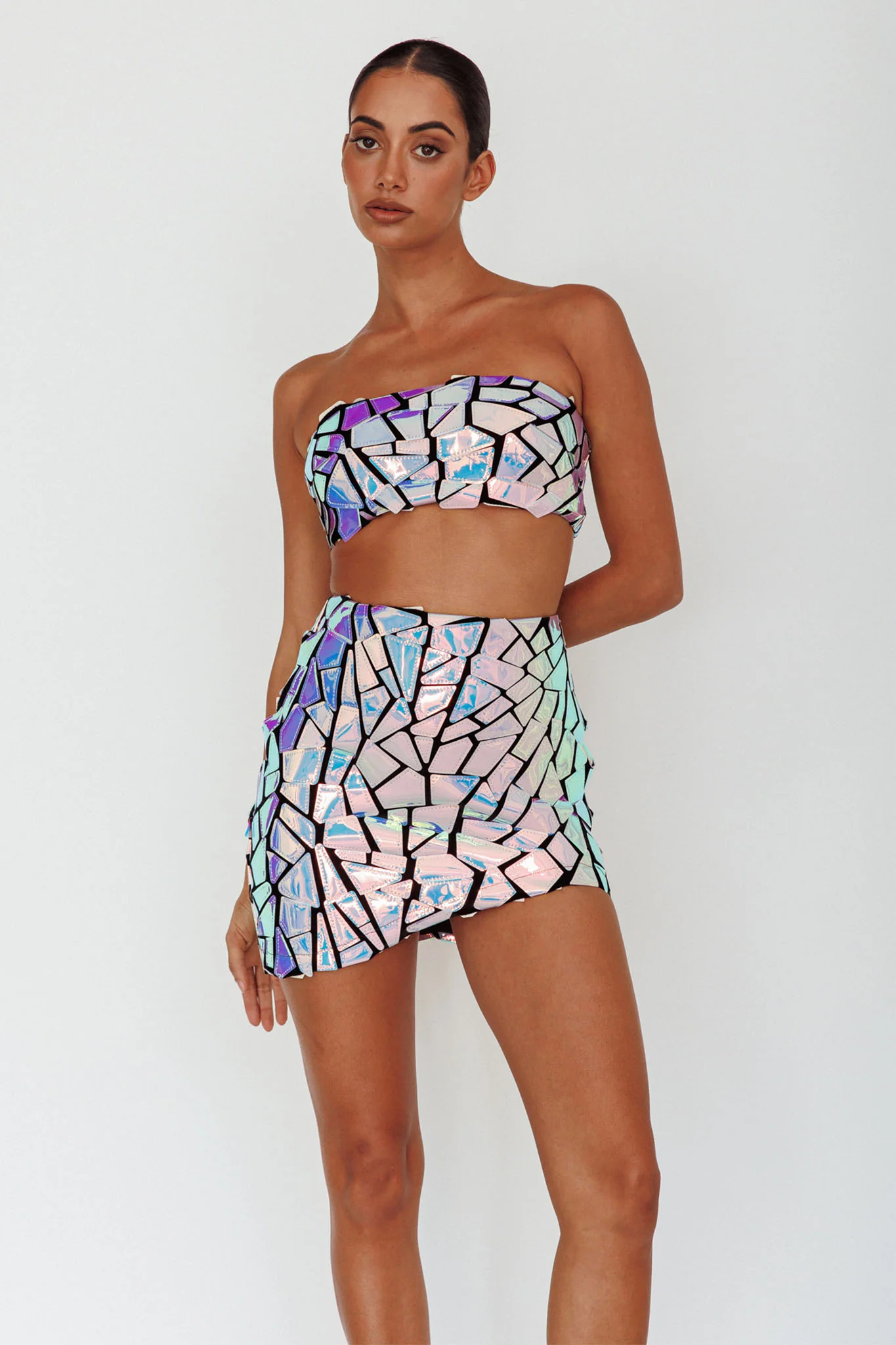 El Camino Mosaic Mini Skirt Silver