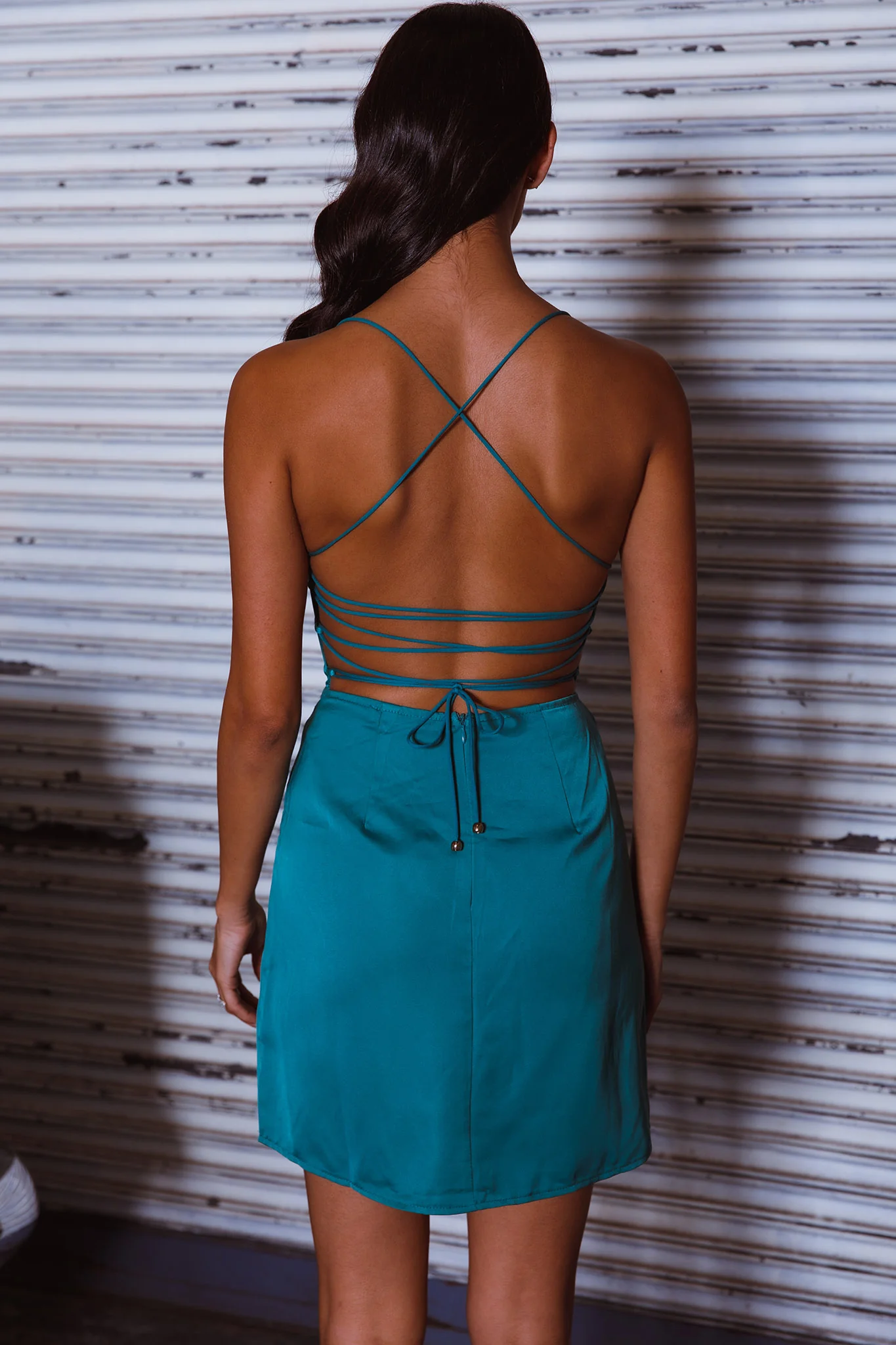 Lost In A Dream Pintuck Bust Mini Dress Green