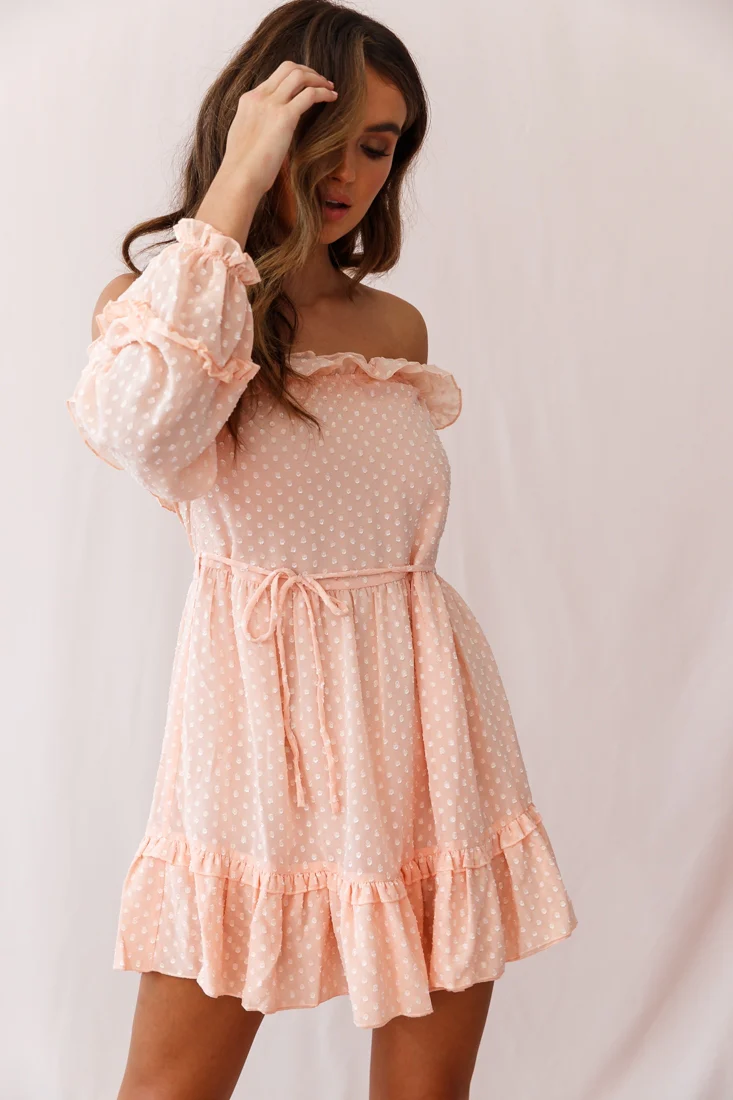 Tracee Bardot Neckline Dress Nude