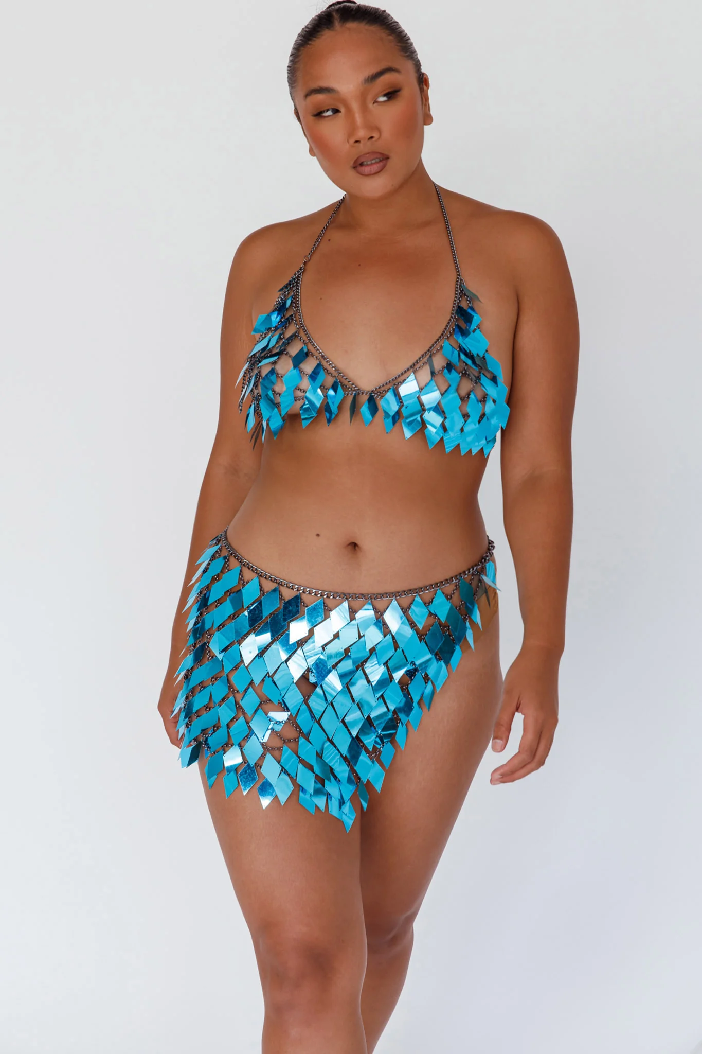 River Festival Shiny Sequins 2 Piece Set Blue