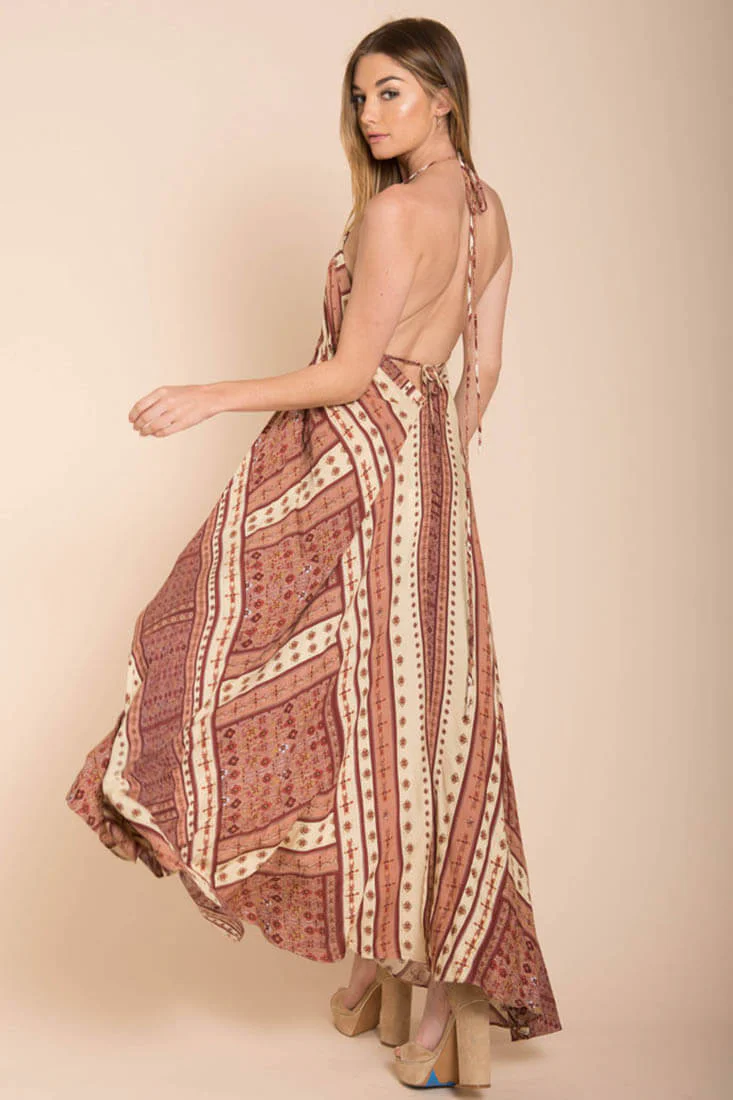 Romani Fall Maxi Dress Rust