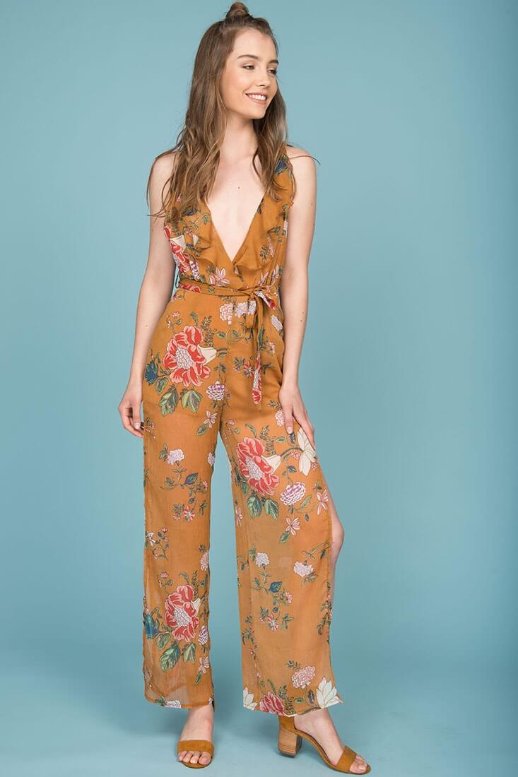 Danica Dressy Floral Jumpsuit Mustard