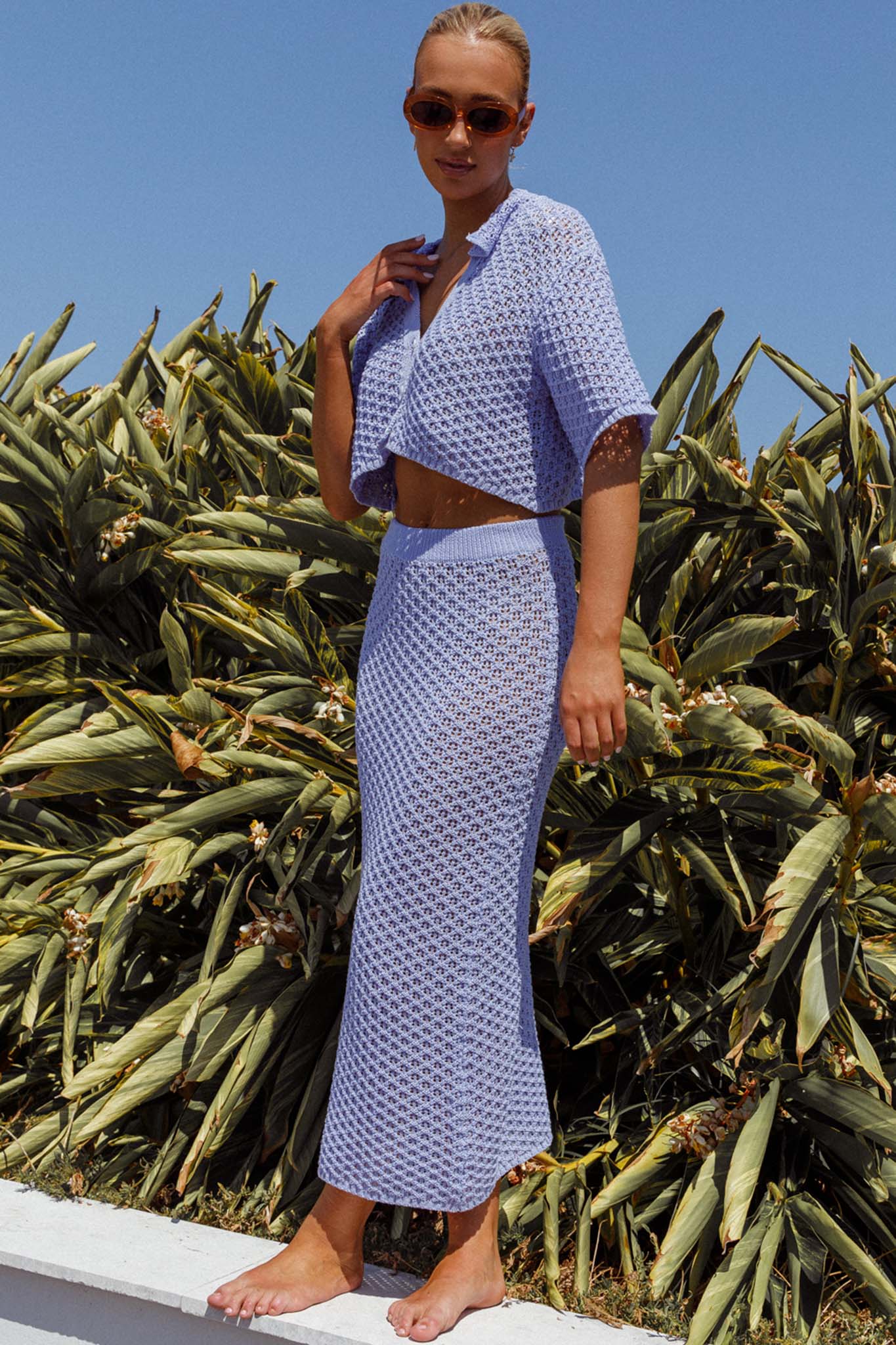 Summer Sunset Crochet Maxi Skirt Lavender