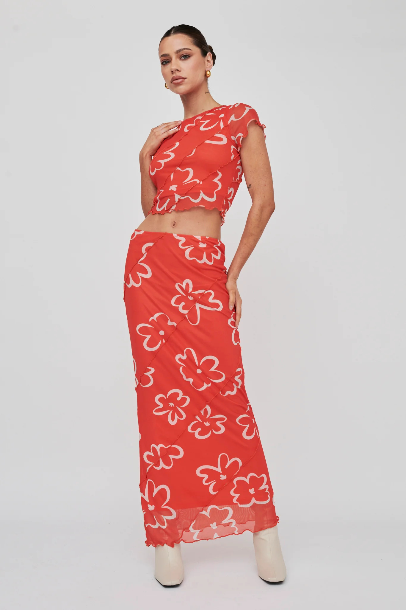 Gold Rush Maxi Skirt Print Orange