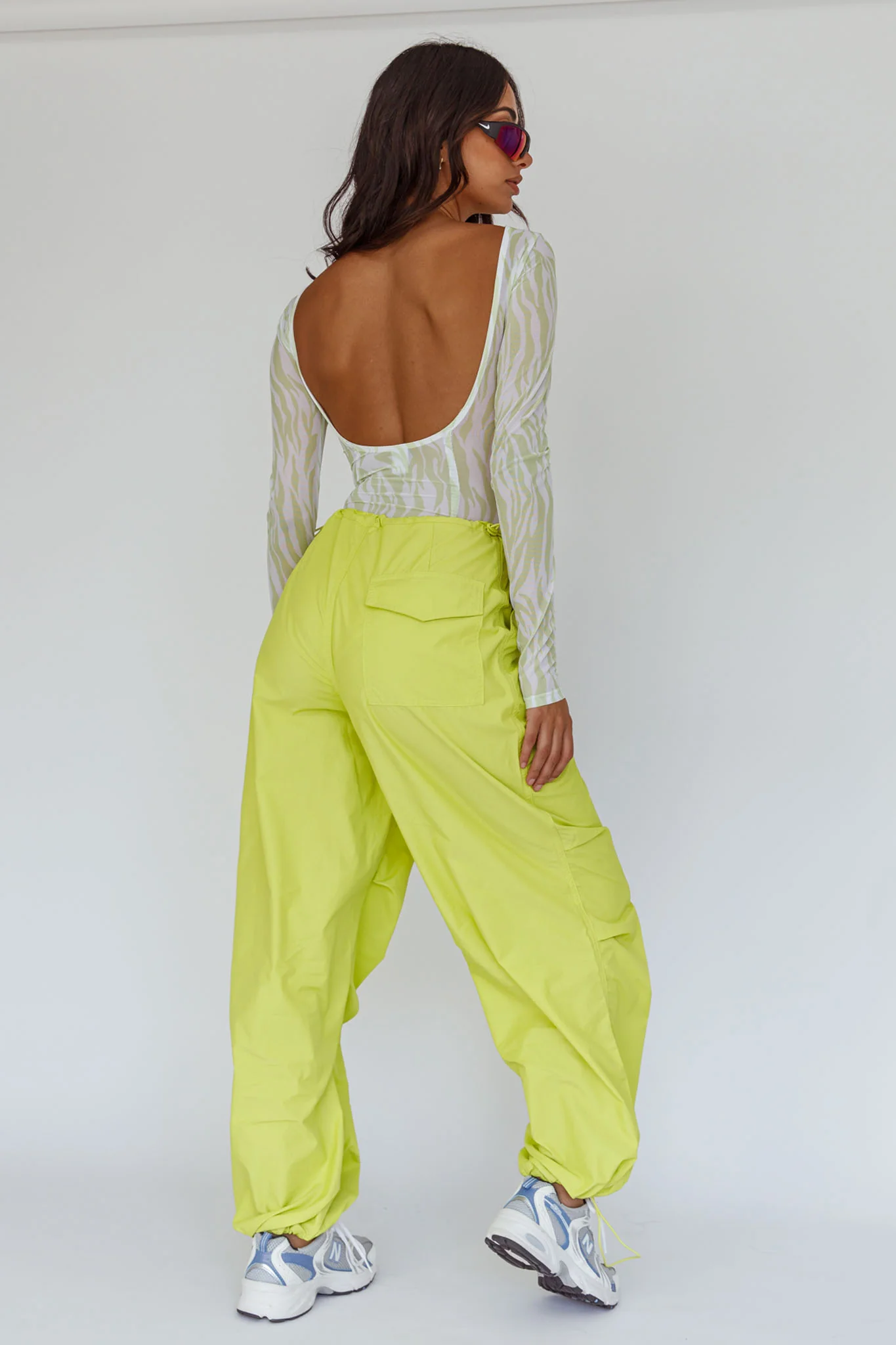 Break Dance Wide Leg Drawstring Pants Lime