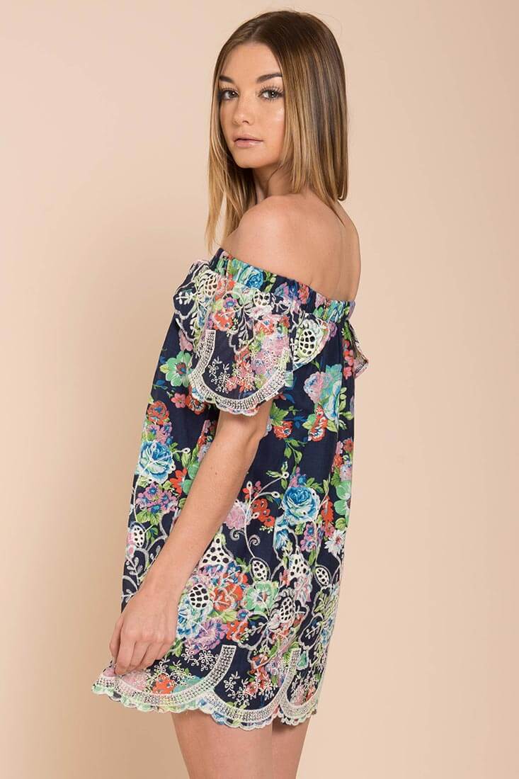 Bryden Open Shoulder Dress Navy