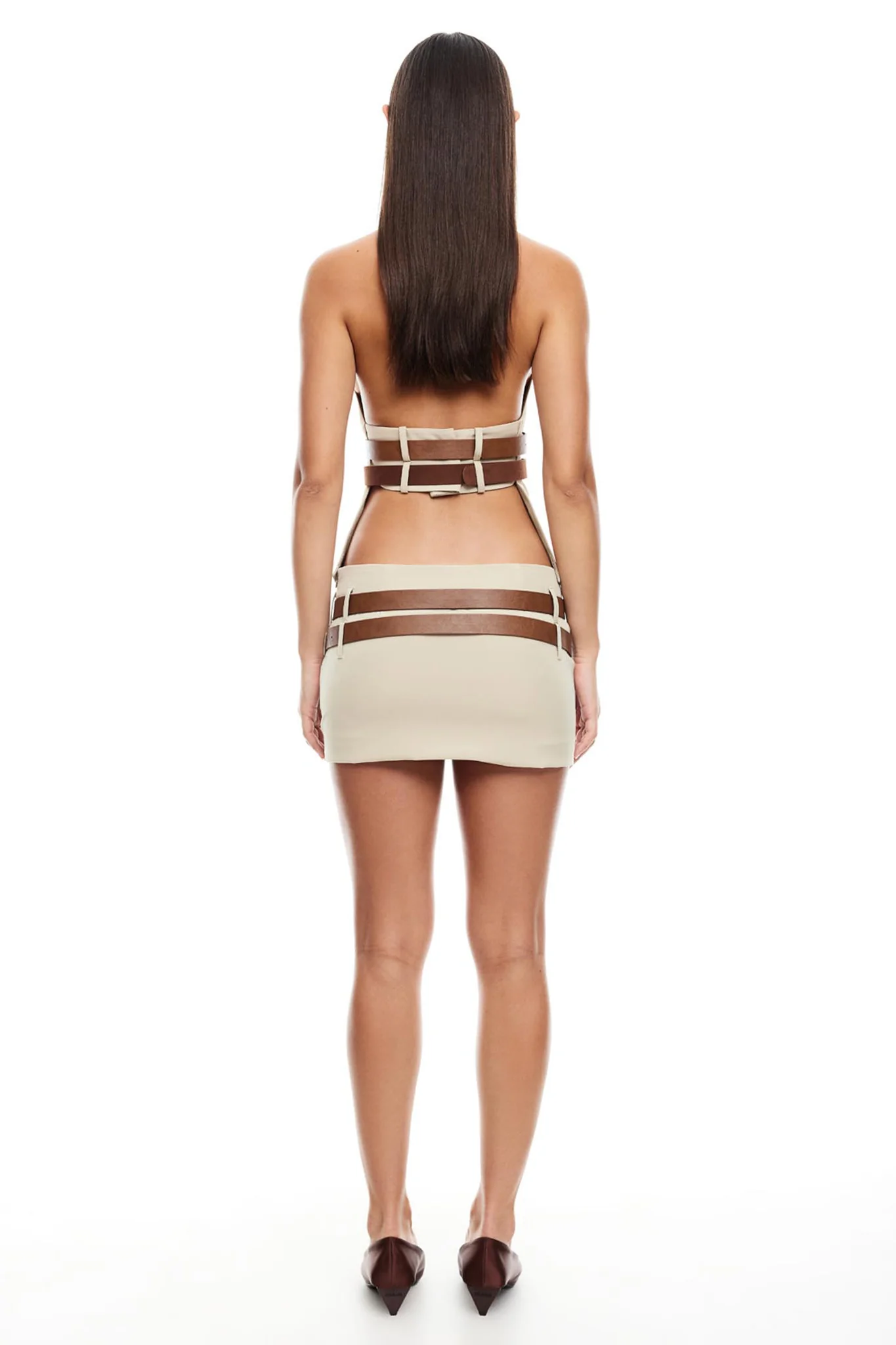 LIONESS Ethereal Buckle Skirt Beige