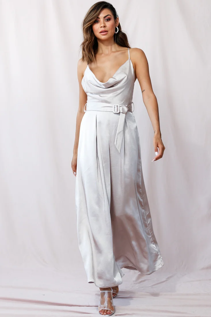 Mali Wide Leg Belted Jumpsuit Champagne