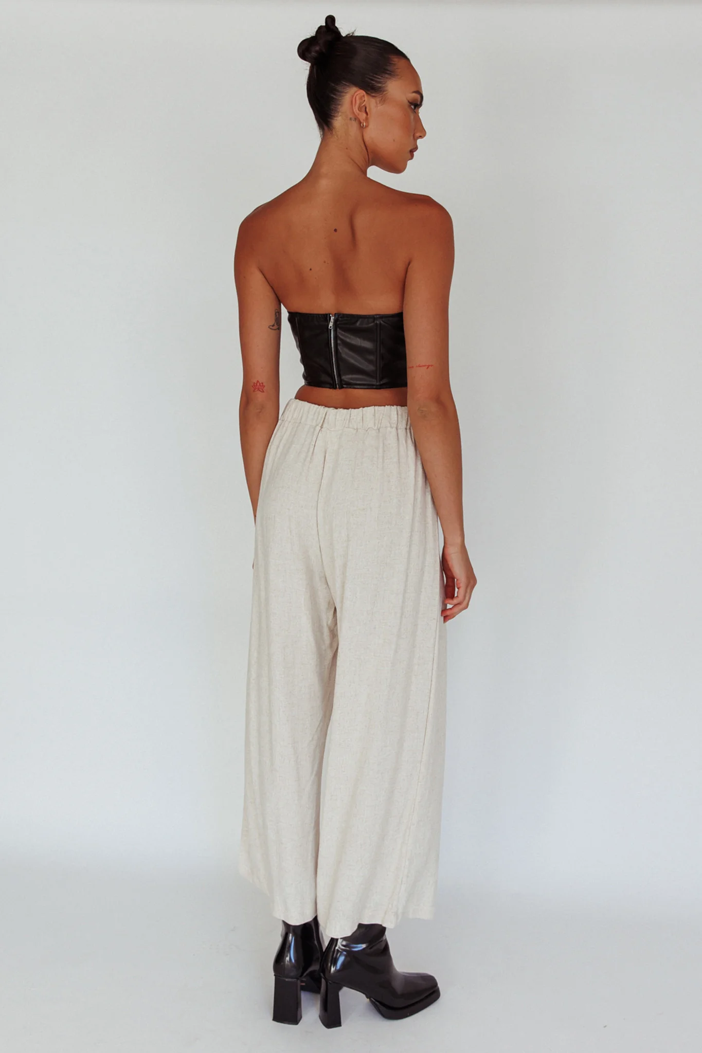 Backstage Pleated Wide Leg Pants Oat
