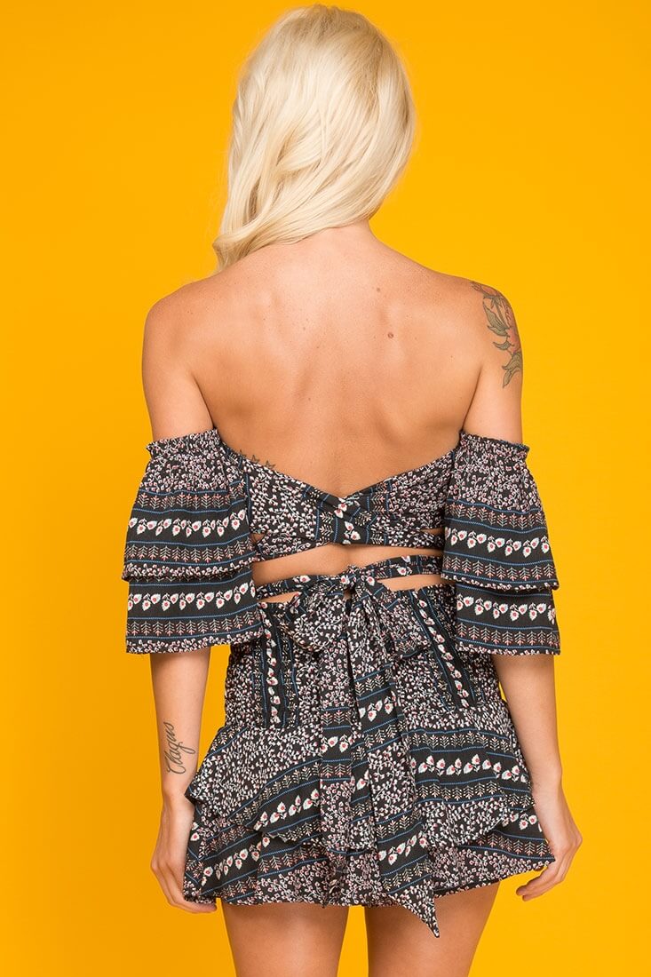 Emory Floral Print Top Navy