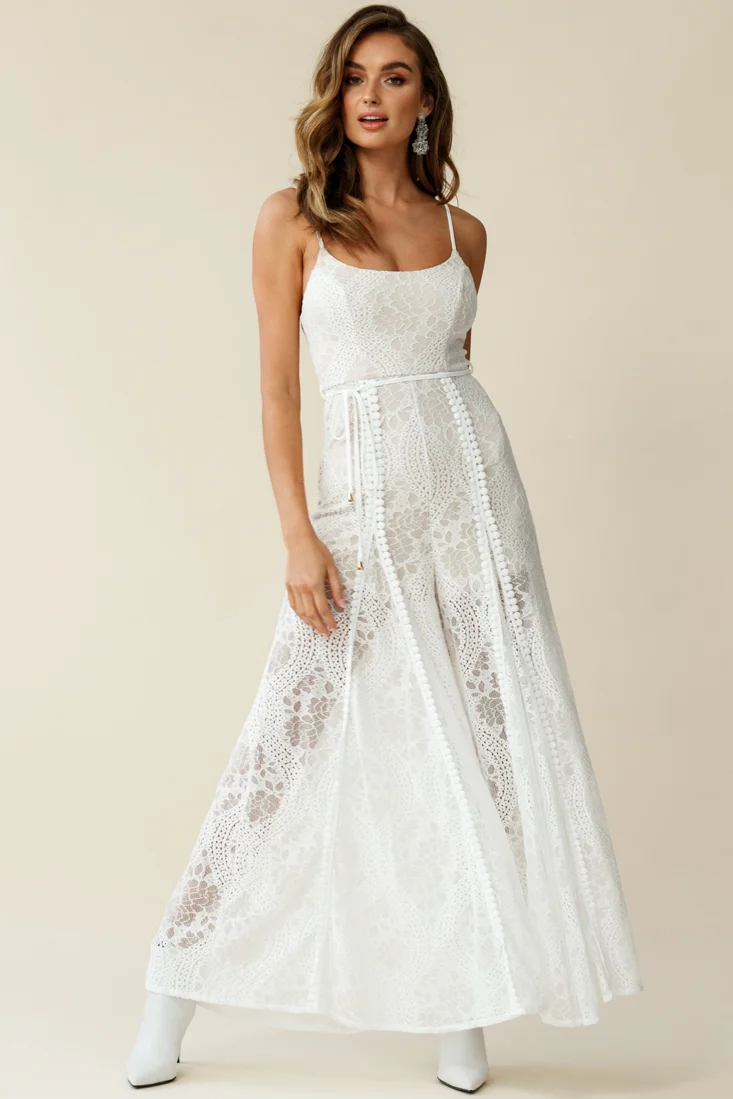 Palm Springs Lace Jumpsuit White