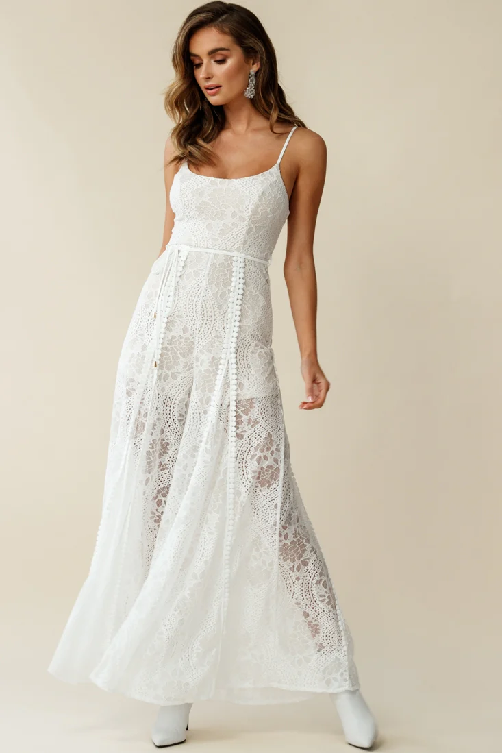 Palm Springs Lace Jumpsuit White