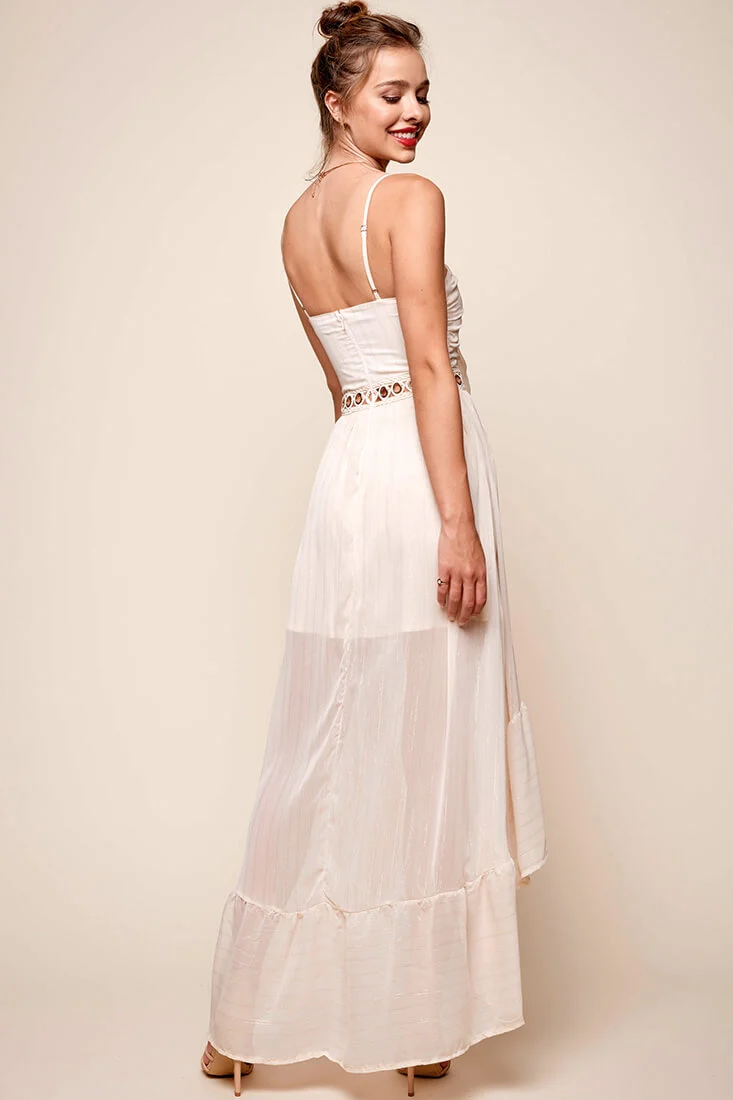 Riviera High-Low Hem Dress Beige