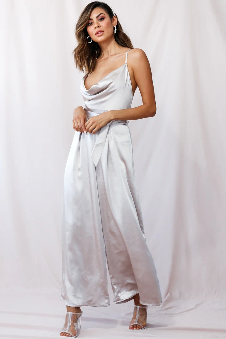 Mali Wide Leg Belted Jumpsuit Champagne