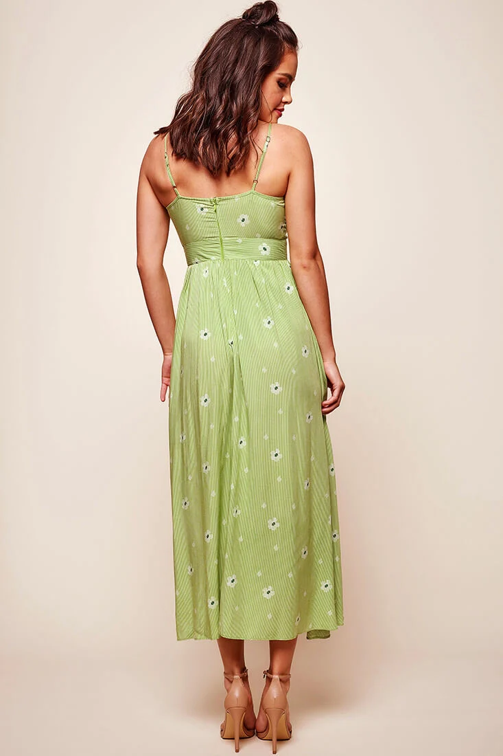 Kiki Thin Stripe Maxi Dress Green