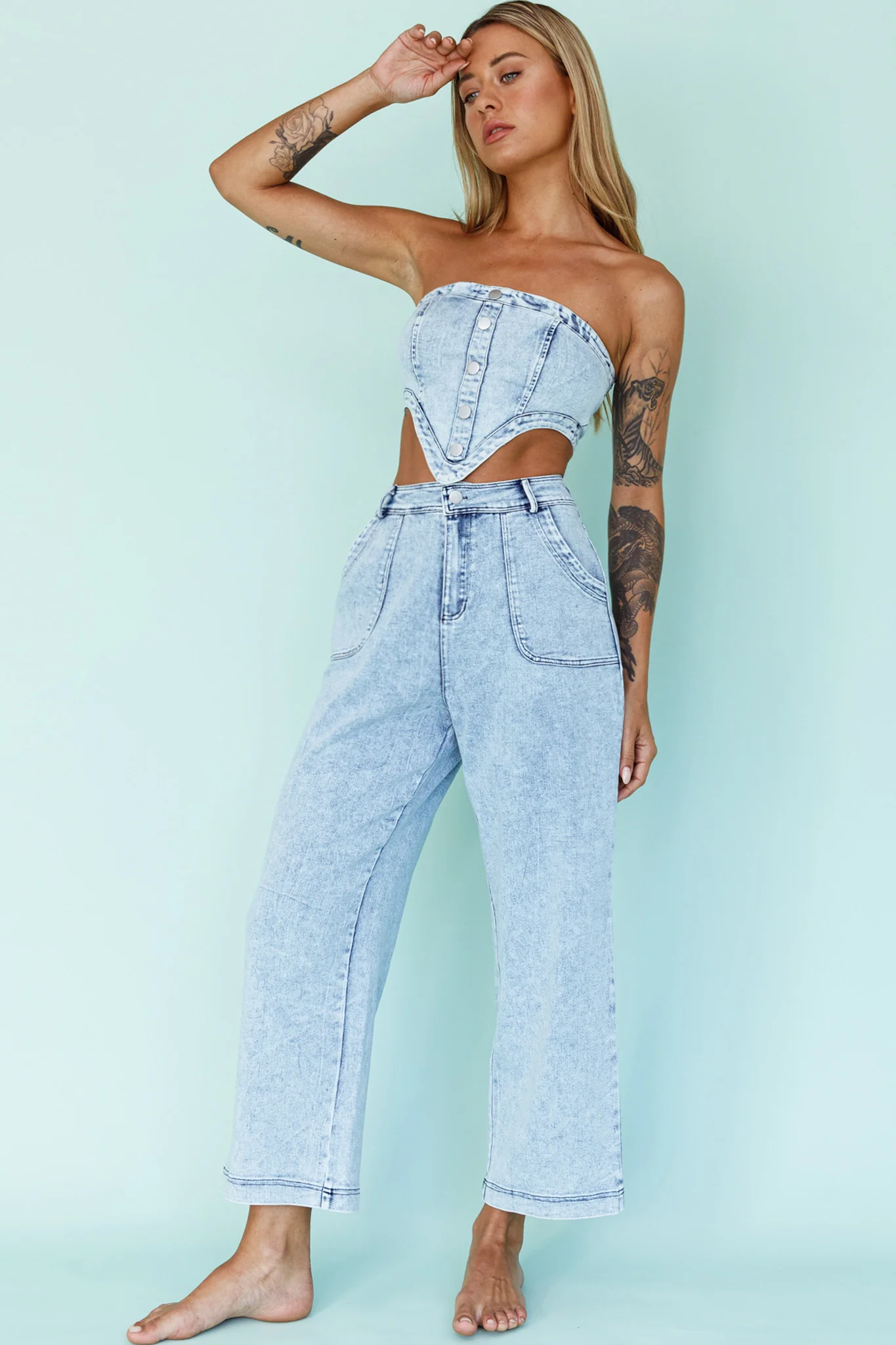 Uptown Wide Leg Pants Denim