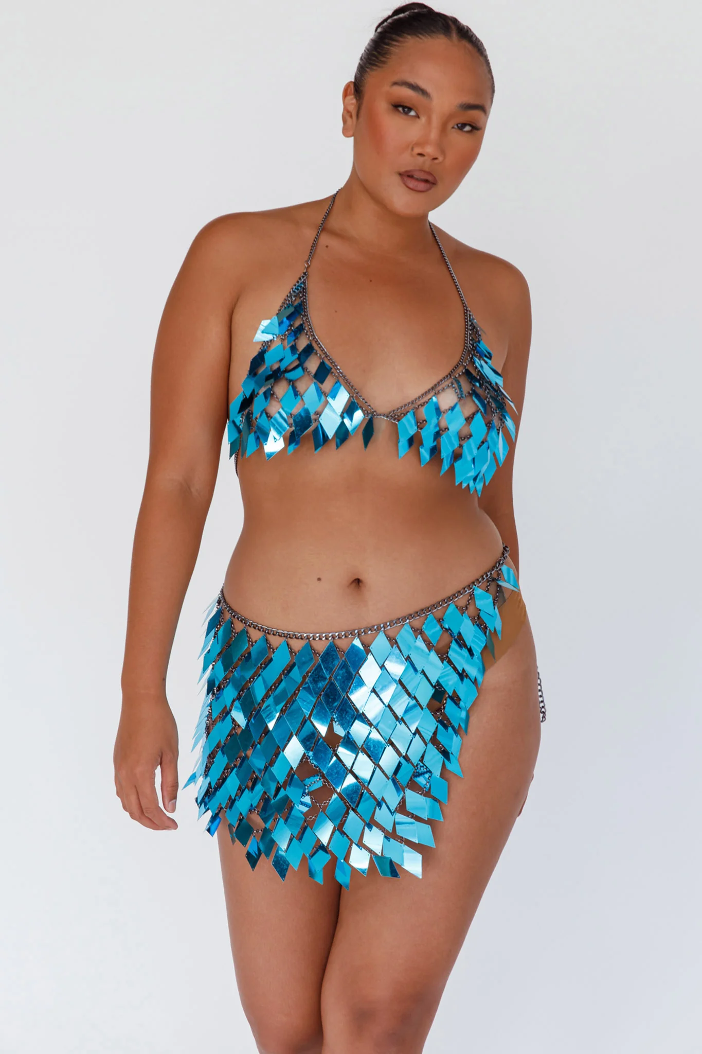 River Festival Shiny Sequins 2 Piece Set Blue