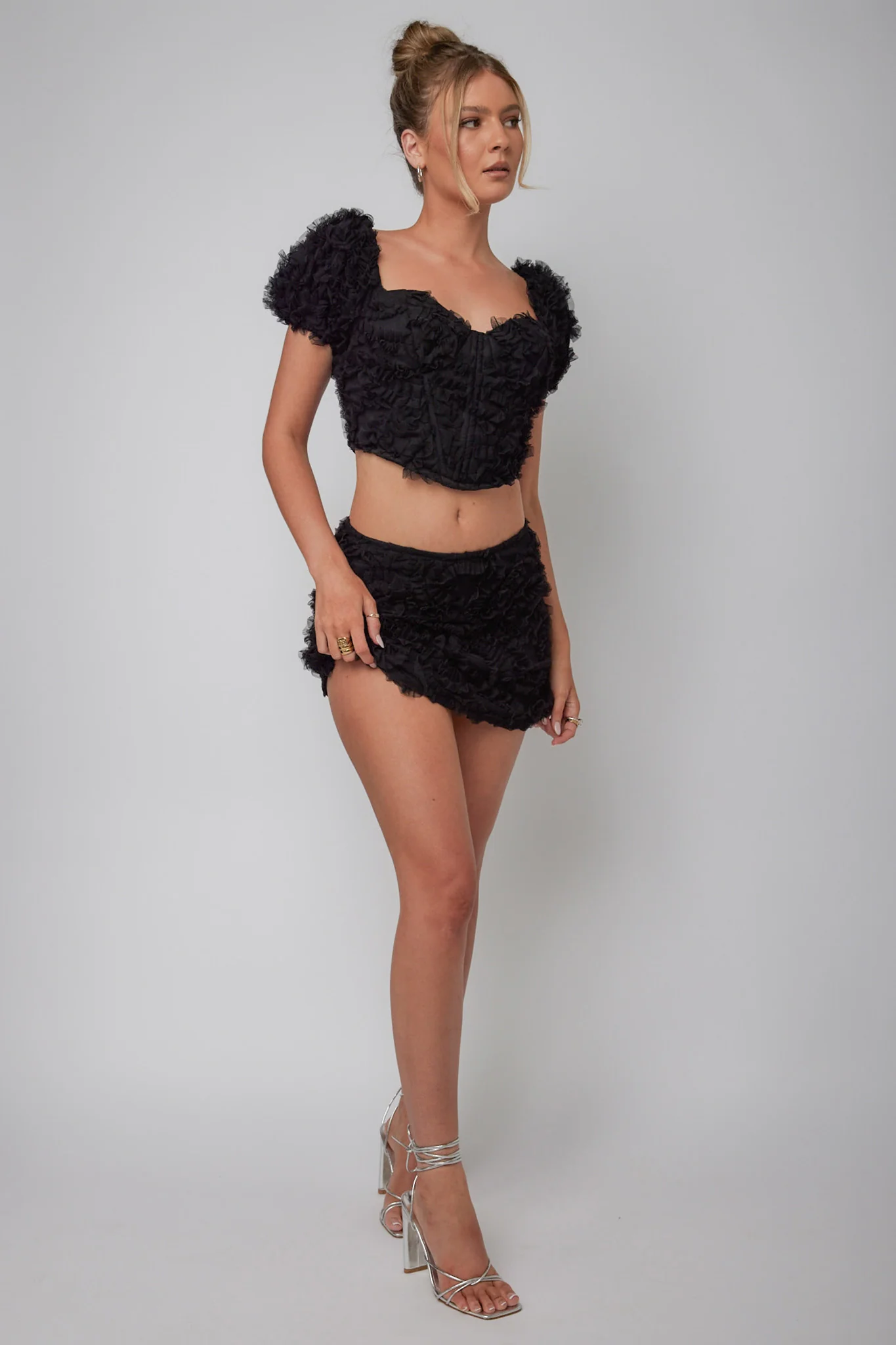 Cielito Embellished Mini Skirt Black