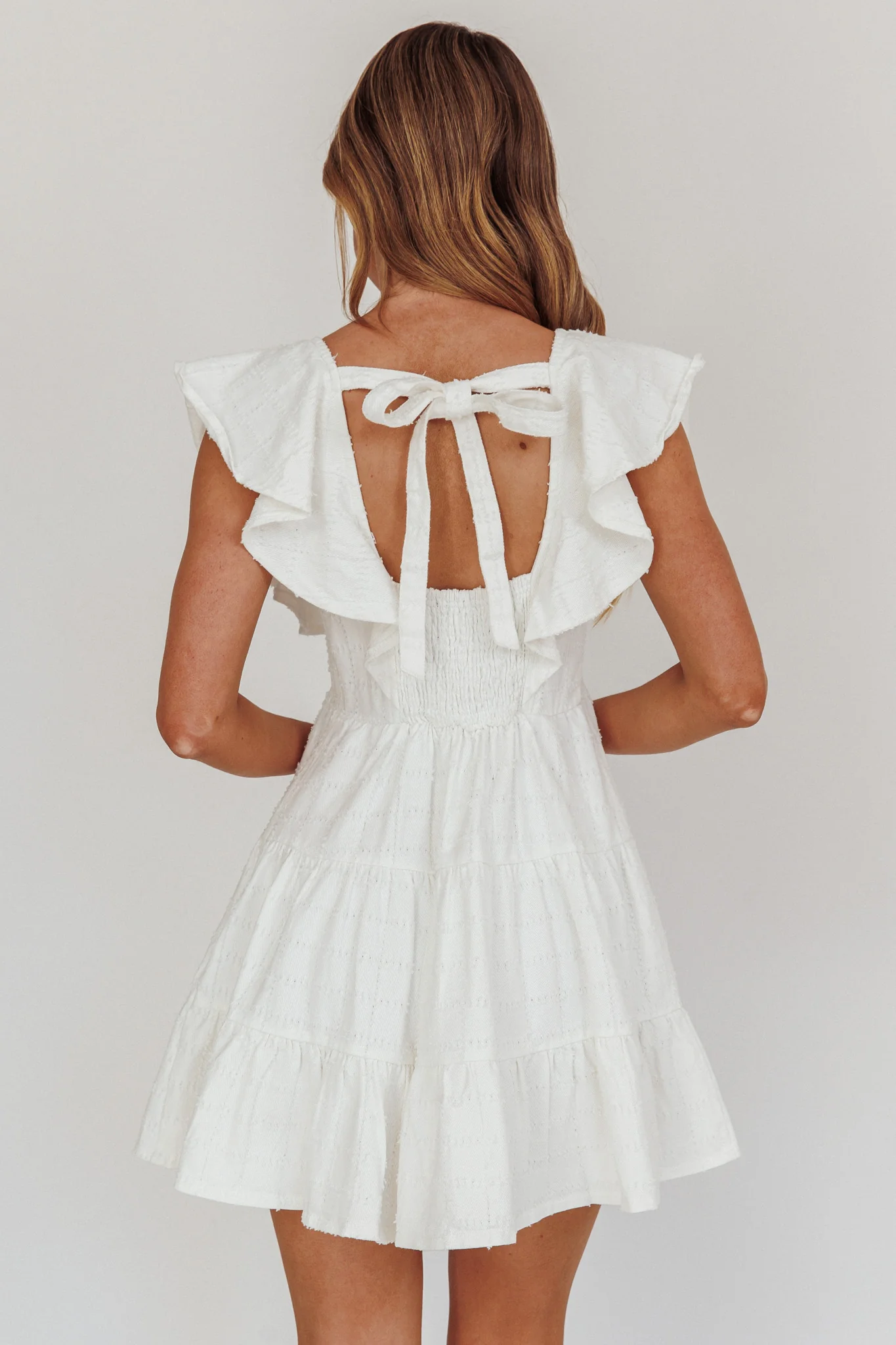 Daffodil Ruffle A-Line Mini Dress White