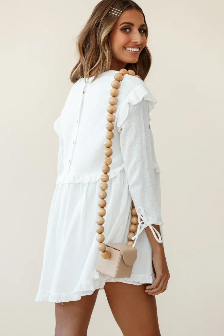 Marion Long Sleeve Shift Dress White