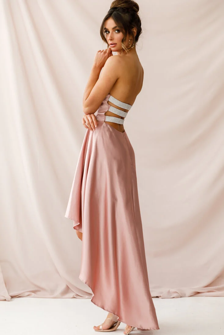 Belle Strapless High-Low Hem Dress Mocha