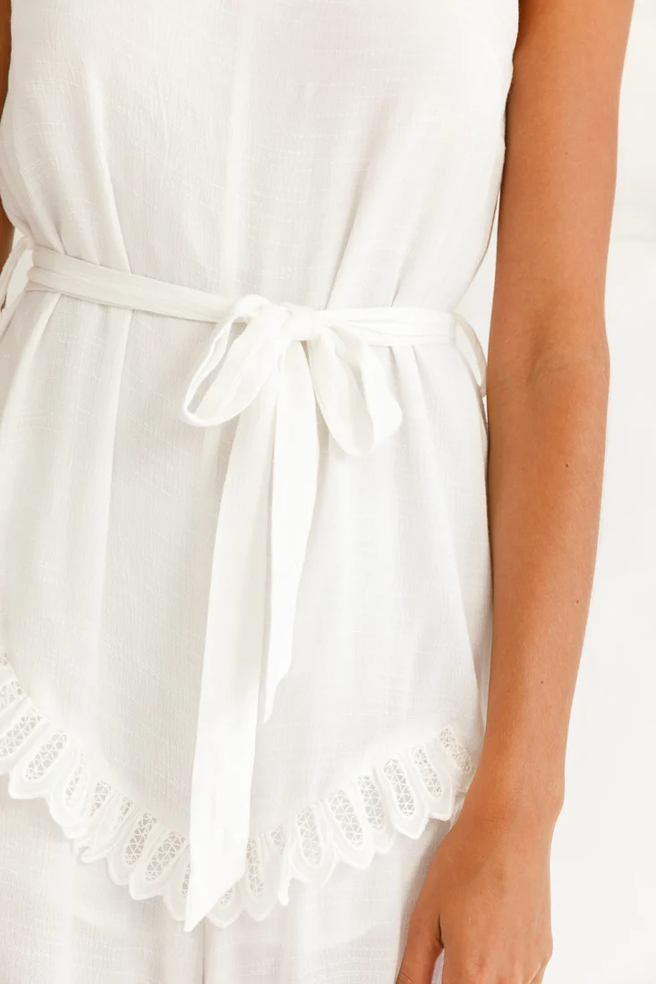 Talitha Tie Strap Wide Leg Jumpsuit White