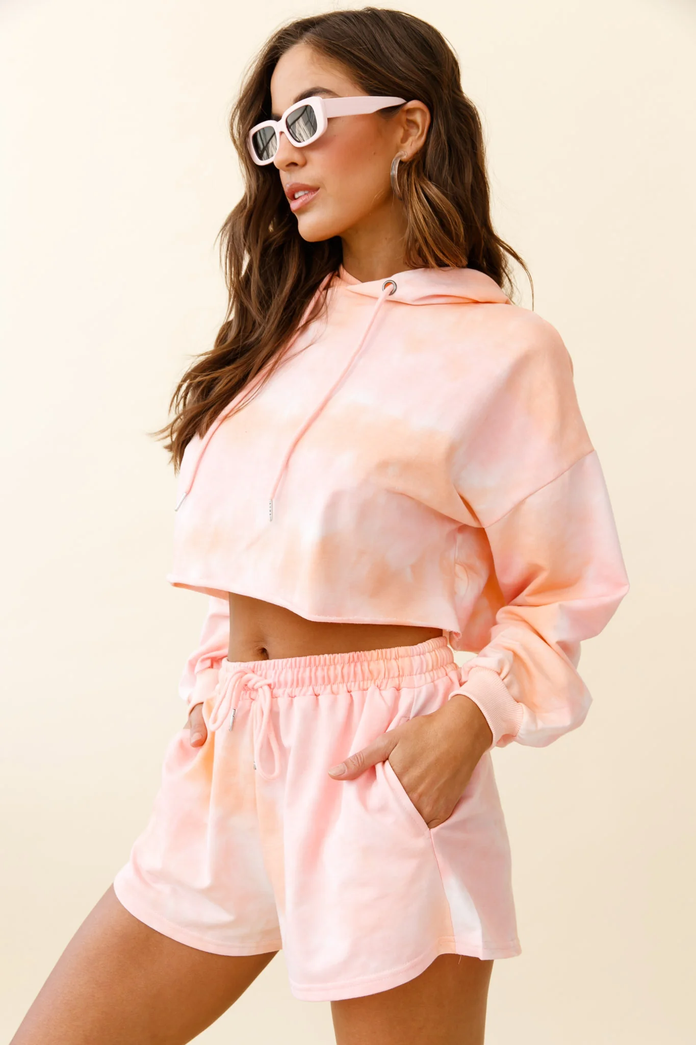 September Sun Crop Length Hoodie Pink