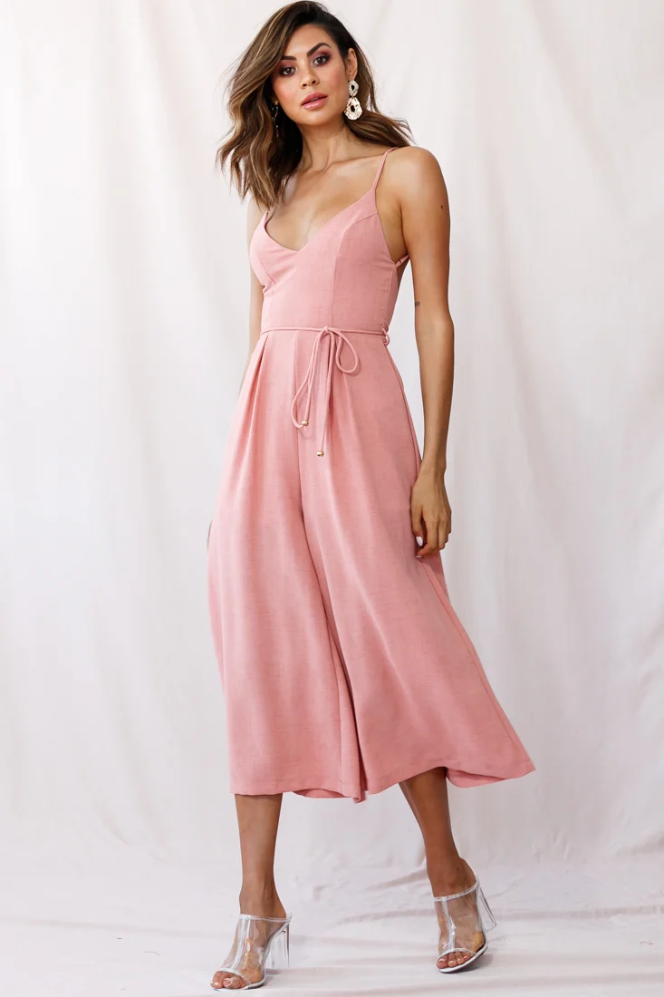 Brighton Low Back Wide Leg Jumpsuit Rose