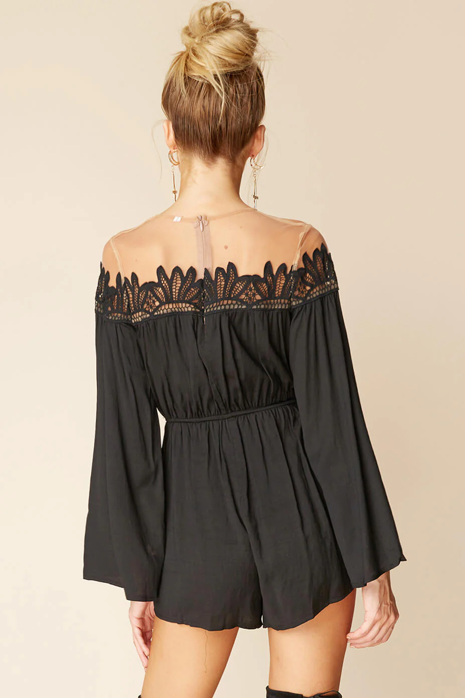 Brittany Bell Sleeve Romper Black