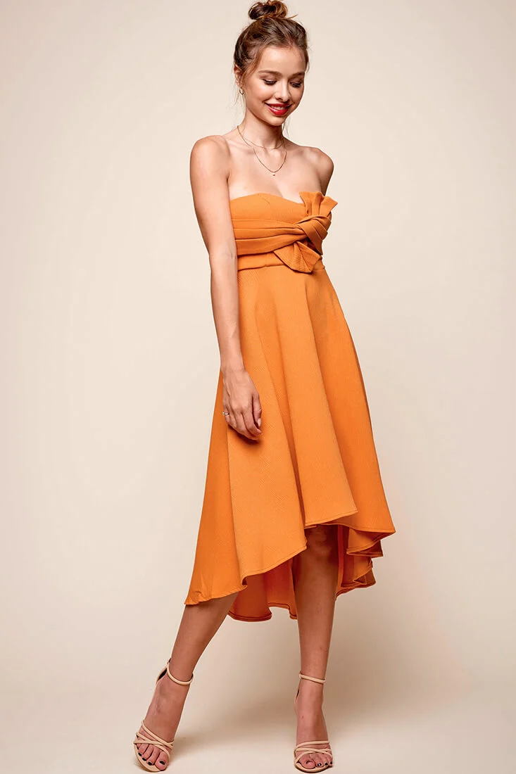 Monogram Strapless Midi Dress Mango