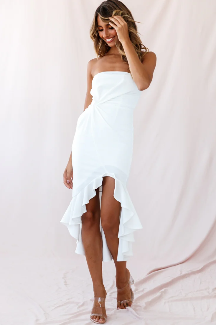 Prom Queen Bandeau Midi Dress White
