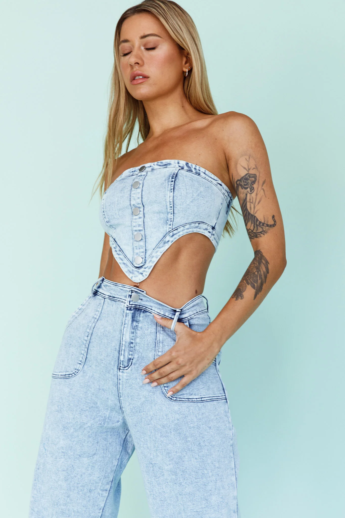 Uptown Wide Leg Pants Denim
