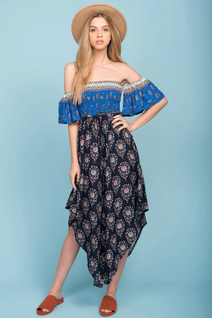 Brooke Off The Shoulder Maxi Romper Navy
