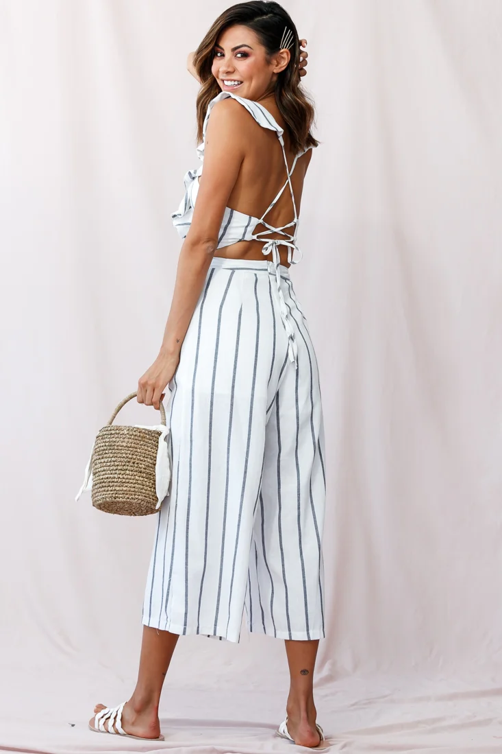 Poet Pinafore Lace-Up Jumpsuit White